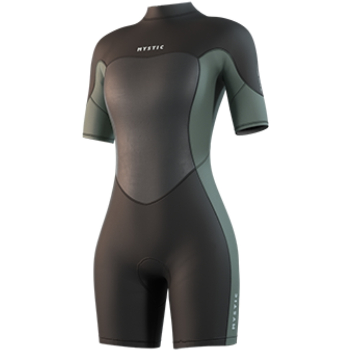 2026 Mystic Womens Brand 3/2mm Back Zip Flatlock Shorty Wetsuit 35000.250064 - Dark Olive